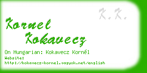 kornel kokavecz business card